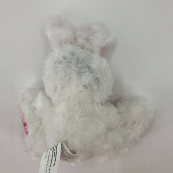 Greenbrier White Plush Bunny Rabbit Pink Sparkle Ears Paws Stuffed Animal Toy 8" - Picture 7 of 9